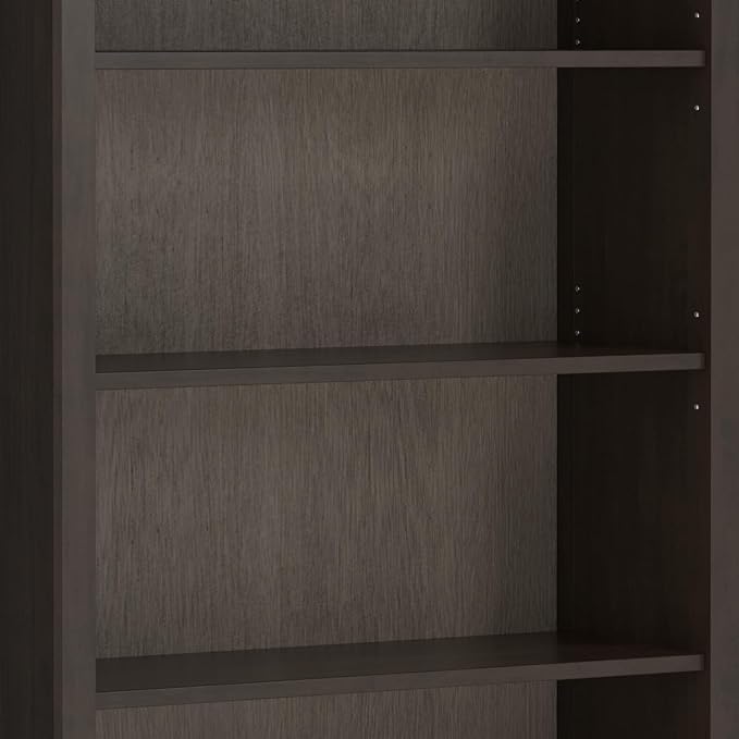 SIMPLIHOME Amherst SOLID WOOD Transitional 5 Shelf Bookcase for The Living, Study Room and Office, 36 inch, Hickory Brown - LeafyLoom