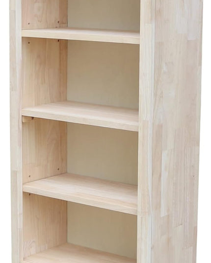 IC International Concepts Shaker Bookcase, 48-Inch Height, Durable Solid Wood Construction, 5 Adjustable Shelves, Home Office Furniture - Unfinished - LeafyLoom