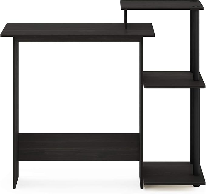 Furinno Efficient Home Laptop Notebook Computer Desk with Square Shelves, Espresso/Black - LeafyLoom