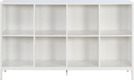 OSP Home Furnishings Ace Contemporary Modern Storage Cube Bookcase, 8 Cubes, White Finish - LeafyLoom