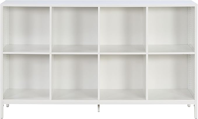 OSP Home Furnishings Ace Contemporary Modern Storage Cube Bookcase, 8 Cubes, White Finish - LeafyLoom
