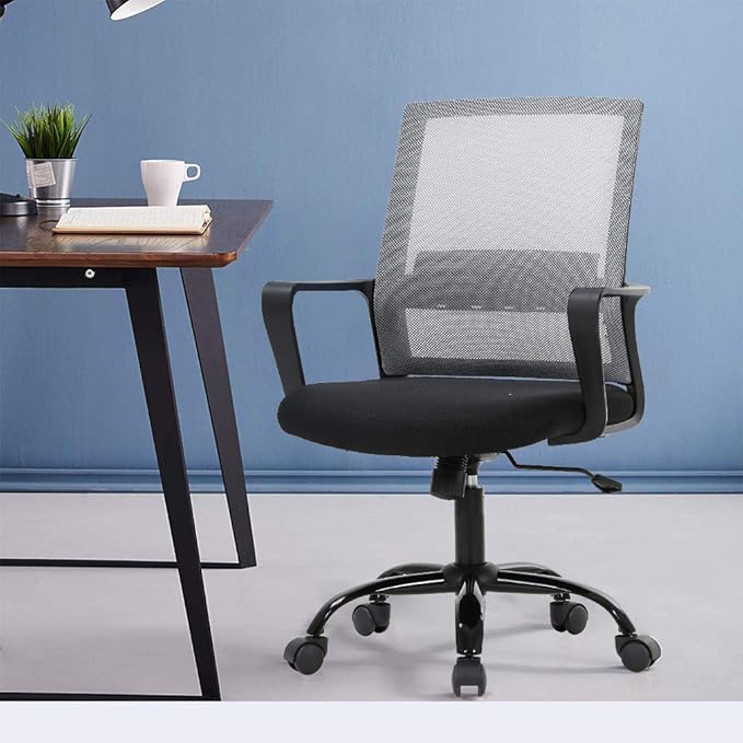 Home Office Chair Ergonomic Desk Chair Swivel Rolling Computer Chair Executive Lumbar Support Task Mesh Chair Adjustable Stool for Women Men,Grey - LeafyLoom