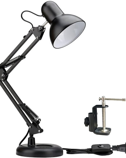 ShellKingdom Architect Task Lamp, Adjustable Swing Arm Desk Lamp with Clamp, Classic Desk Lamp for Home Office Reading (Black) - LeafyLoom