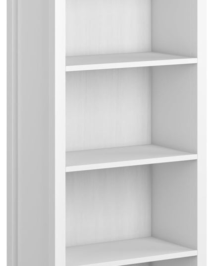 SIMPLIHOME Artisan SOLID WOOD 26 Inch Contemporary 5 Shelf Bookcase in White, For the Living Room, Study Room and Office - LeafyLoom