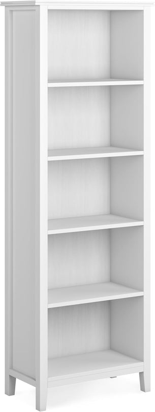 SIMPLIHOME Artisan SOLID WOOD 26 Inch Contemporary 5 Shelf Bookcase in White, For the Living Room, Study Room and Office - LeafyLoom