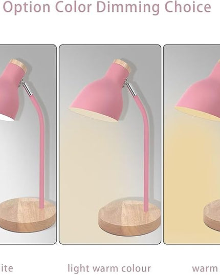 Himmel Desk Lamp, Adjustable Metal Table Lamp, Children's Table Lamp for Bedroom, Living Room, E27 Socket Reading Next to Lamp (Pink) - LeafyLoom