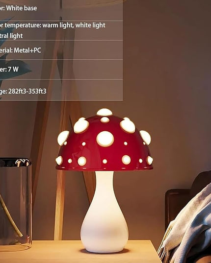 Juodke Mushroom lamp, LED 3 Colors Dimmable Mushroom Cloud Decor Lamp, Aesthetic Room Decor Ambient Glowshroom Lamp, for Bedroom, Living Room, Office (Bulb Included) (Red) - LeafyLoom