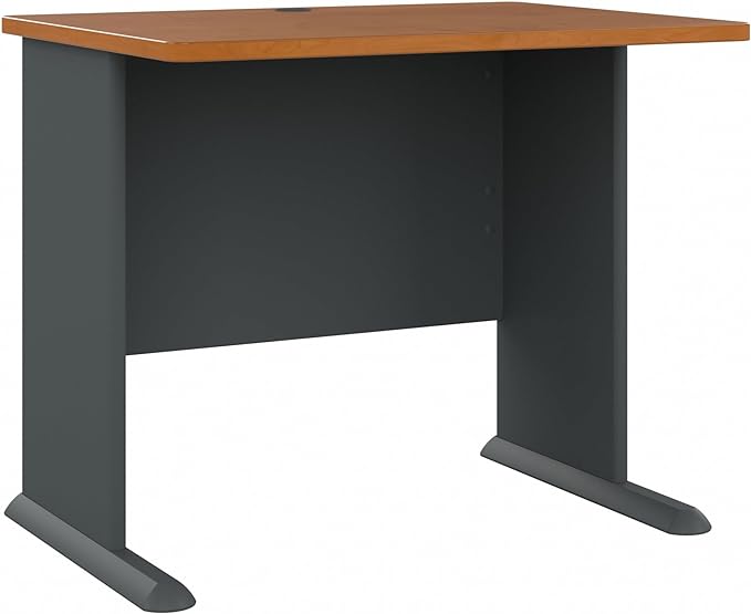 Bush Business Furniture Series A 36W Desk in Natural Cherry and Slate - LeafyLoom