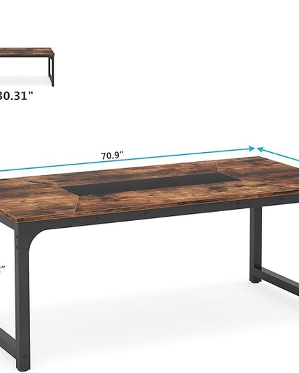 Tribesigns Modern Computer Desk, 70.8 x 35.4 inch Large Executive Office Desk Computer Table Study Writing Desk Workstation for Home Office,Rustic/Black - LeafyLoom