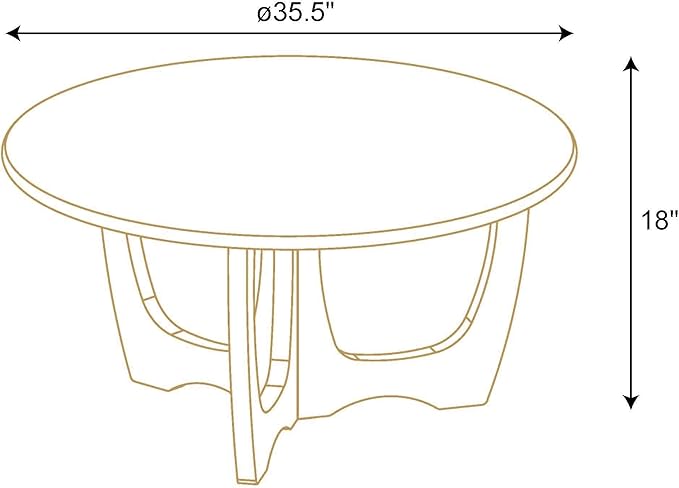 FINECASA Wooden Round Coffee Table Curved Leg, Accent Couch,Home Decoration, Living Room Tables, 36 x 18 Inches, Chestnut Color - LeafyLoom