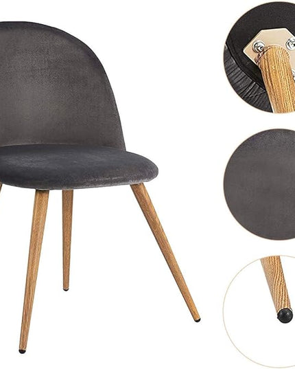 CangLong Modern Set of 2 Dining Chairs Mid Century Modern Accent Velvet Upholstered Leisure Side Chairs with Gold Metal Legs forDining, Living, Kitchen, Bedroom, Guest Room, Light Grey - LeafyLoom