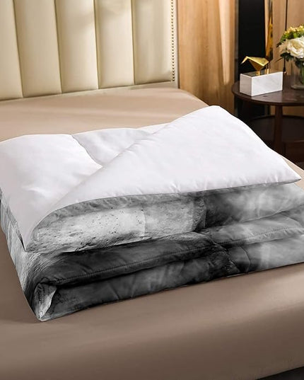 Erosebridal Skull Comforter Set King, Halloween Down Comforter, Gothic Fog Smoke Skull Skeleton Quilted Duvet, Grey Bedding Comforters for Young Man Boy Teens, Room Decorative, Soft Duvet Insert - LeafyLoom