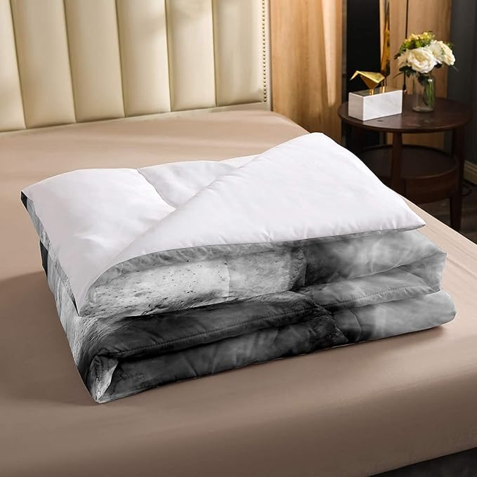 Erosebridal Skull Comforter Set King, Halloween Down Comforter, Gothic Fog Smoke Skull Skeleton Quilted Duvet, Grey Bedding Comforters for Young Man Boy Teens, Room Decorative, Soft Duvet Insert - LeafyLoom