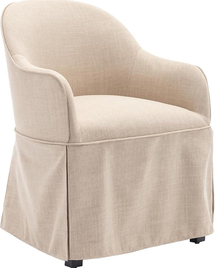COLAMY Modern Accent Dining Chair, Barrel Accent Armchair, 20 Inch Dining Chair with Cover, Dining Chair with Back for Kitchen,Dining Room,Beige - LeafyLoom