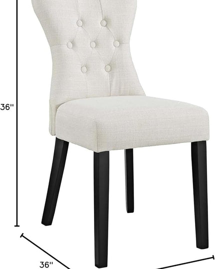 Modway Silhouette Modern Tufted Upholstered Fabric Parsons Two Dining Chairs in Beige - LeafyLoom