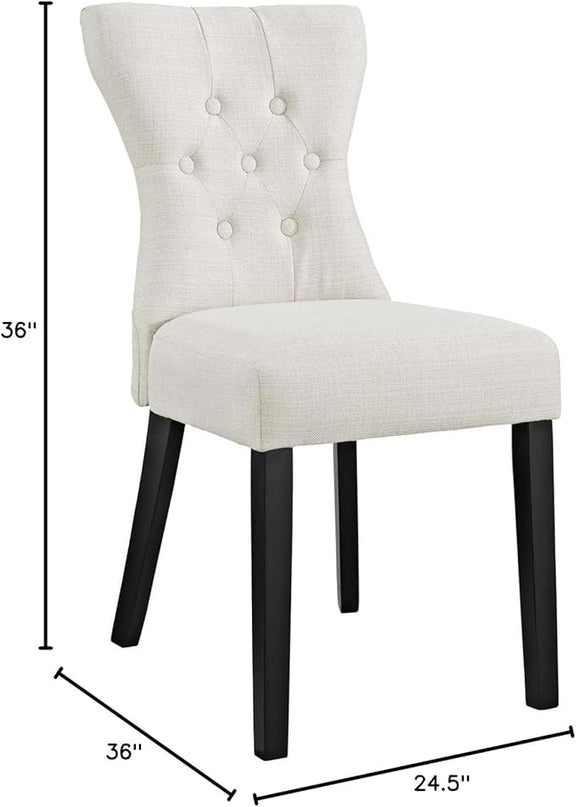 Modway Silhouette Modern Tufted Upholstered Fabric Parsons Two Dining Chairs in Beige - LeafyLoom