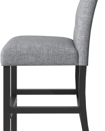 5-Piece Counter Height Dining Set-Square Wood Table and 4 Upholstered High-Back Chairs with Footrest for Kitchen Furniture-Classic Black Finish - LeafyLoom
