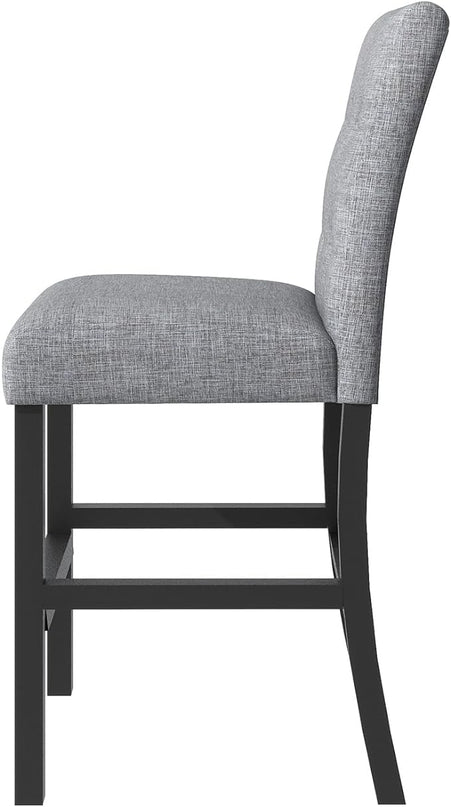 5-Piece Counter Height Dining Set-Square Wood Table and 4 Upholstered High-Back Chairs with Footrest for Kitchen Furniture-Classic Black Finish - LeafyLoom