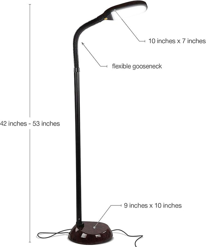 Brightech Litespan - Bright LED Floor Reading Lamp for Over Chair Crafts and Reading, Estheticians' Light for Lash Extensions, Adjustable Standing Lamp for Living Room, Bedroom, Office - Havana Brown - LeafyLoom
