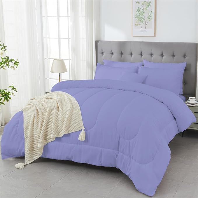 3 Piece Solid Color All Season Bedding Comforter Set Microfiber Soft Lightweight Bedding Set for Kids Teens Adults Room Decor with 1 Comforter and 2 Pillowcases Full - LeafyLoom