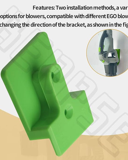 Blower Wall Mount/Mounting Bracket for EGO 530CFM 615/650CFM Leaf Blower, Suitable for Two Different Types of Blowers, Does Not Fit 765 CFM Vane Blower Models, W/Screws, Green - LeafyLoom