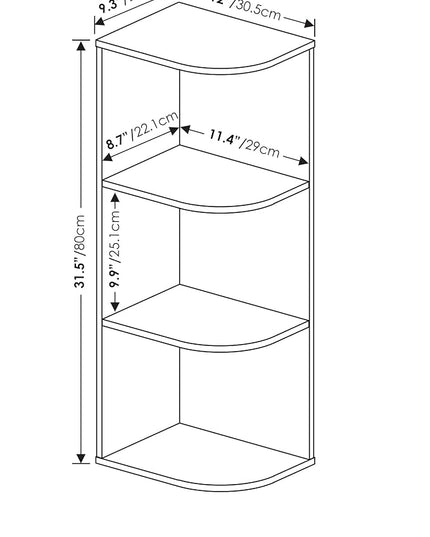 Furinno Pasir 3-Tier Corner Open Shelf Bookcase, French Oak - LeafyLoom