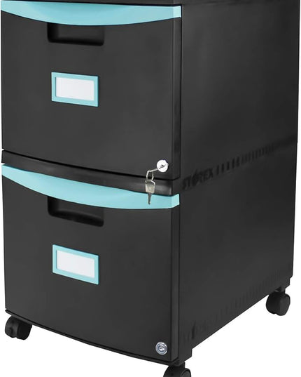 Storex 61315A01C File Cabinet, 1-Pack, Black/Teal - LeafyLoom