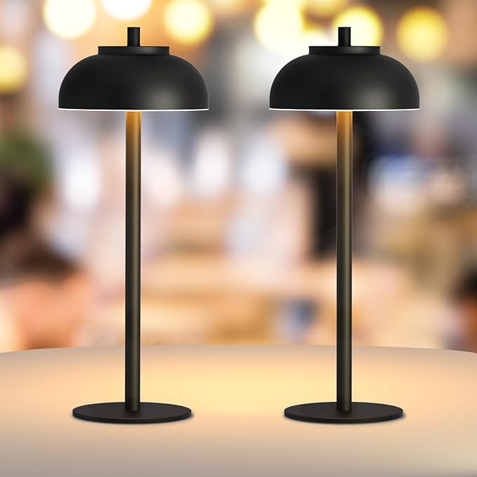 2 Pack Led Cordless Table Lamps Rechargeable,Table Lights Battery Operated-IP65 Waterproof-for Outdoor Patio/Restaurants/Home/Dinner/Table top Lighting-Touch Control & Dimmable - LeafyLoom
