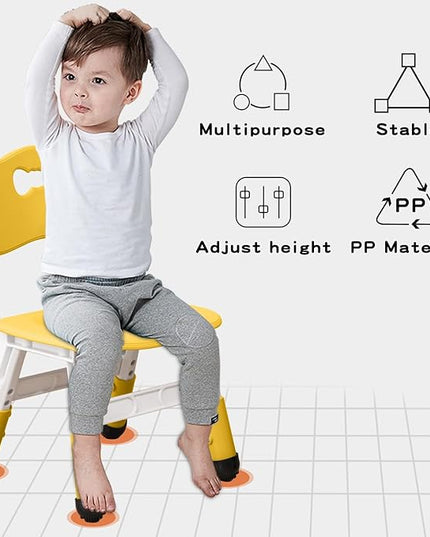 Adjustable Kid Chairs Indoor 3 Level Adjustable Suitable for Children Age 2-6. Maximum load-bearing 220LBS Suitable for Family Classroom and Nursery Child Seat Set (2-Pack) (Yellow(2 Chair)) - LeafyLoom