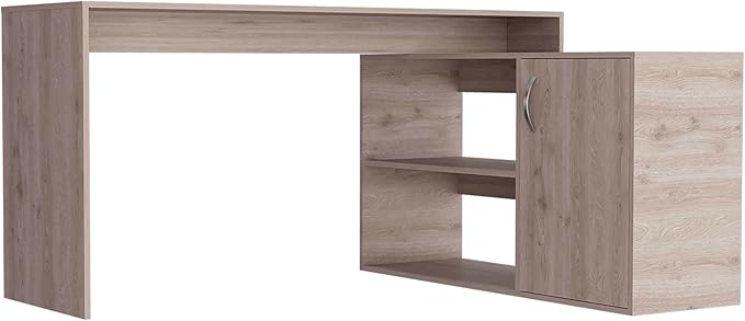 NicBex Kimberly-DW-00003-LWJ Home Office Desks, 59.6"x45.9"x30.1", Light Gray - LeafyLoom