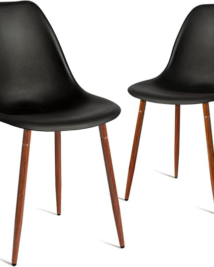 CangLong Modern Popular Dining Chairs Set 2 with Plastic seat and Metal Legs for Dining&Lving Room,Black - LeafyLoom