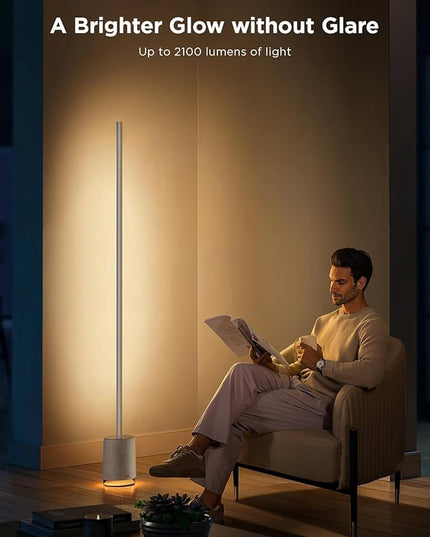 Govee Floor Lamp Pro, RGBIC LED Lamp with Bluetooth Speaker and White Noise, 2100 Lumens Standing Lamp, Works with Alexa, 16 Million Colors, Music Sync, Floor Lamp for Bedroom, Living Room, Gray - LeafyLoom