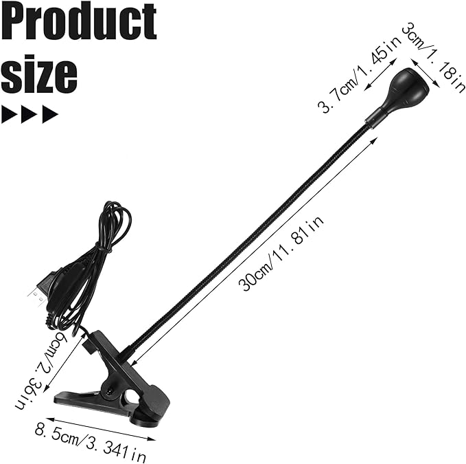 Big Chip 395nm UV LED Light Fixtures with Gooseneck and Clamp Mini Desk Light Clamp Portable Gooseneck for Outdoor Stall Gel Nail Curing, 5V USB Input(Black,1 Piece) - LeafyLoom