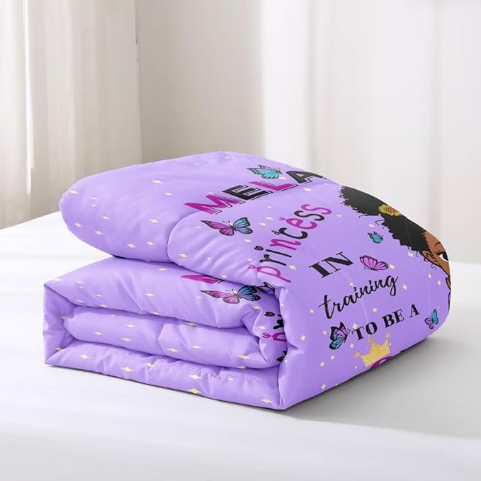 Black Girl Comforter Set Full for Kids,Black Girl Magic Bedding Set,African American Girl Inspirational Quotes Comforter Set,Black Princess Bed Bedroom Set - LeafyLoom