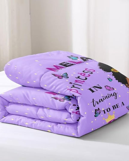 Black Girl Comforter Set Queen for Kids,Black Girl Magic Bedding Set,African American Girl Inspirational Quotes Comforter Set,Black Princess Bed Bedroom Set - LeafyLoom