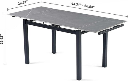 NicBex 43.31Inch Rectangular Expandable Dining Table,Minimalist Kitchen Table with Grey Ceramic Tabletop for 4 to 6,Dining Room Table for Kitchen,Small Space and Living Room,Space-Saving,Grey - LeafyLoom