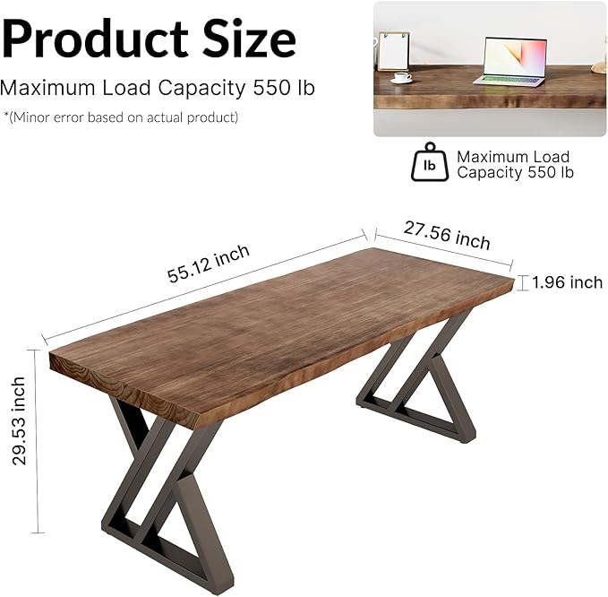 Desk / 55 inches,Solid Wood Desk Classical Style Home Office Desks/New Chinese Style Computer Table/Wooden Desk/Brown Desk (Brown-Z) - LeafyLoom