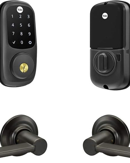 Yale Security Assure Lock Touchscreen with Z-Wave with Ridgefield Handleset - Works with Ring Alarm, Samsung SmartThings, Wink, ADT and More, Black Yale