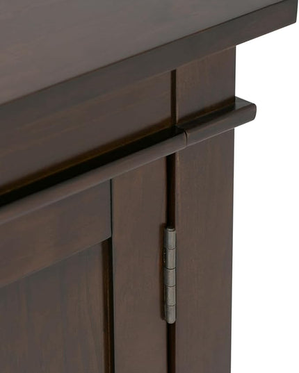 SIMPLIHOME Carlton SOLID WOOD Universal TV Media Stand, 54 Inch Wide, Contemporary, Living Room Entertainment Center, for Flat Screen TVs up to 60 Inch in Dark Tobacco Brown - LeafyLoom