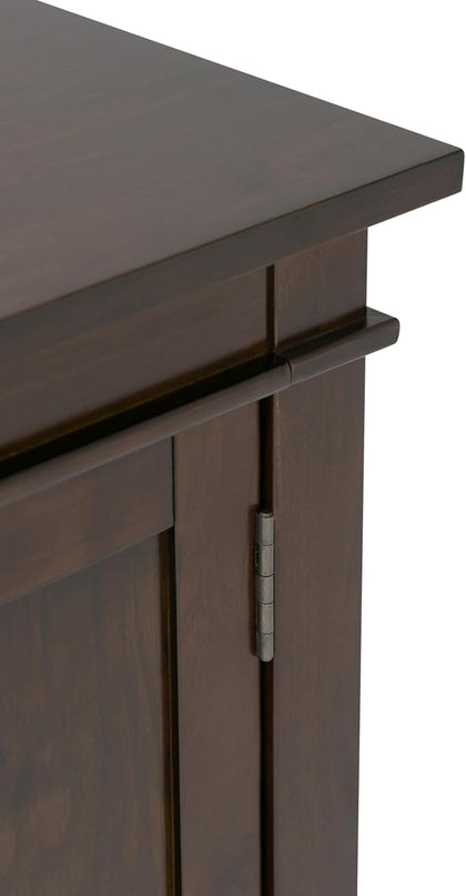 SIMPLIHOME Carlton SOLID WOOD Universal TV Media Stand, 54 Inch Wide, Contemporary, Living Room Entertainment Center, for Flat Screen TVs up to 60 Inch in Dark Tobacco Brown - LeafyLoom