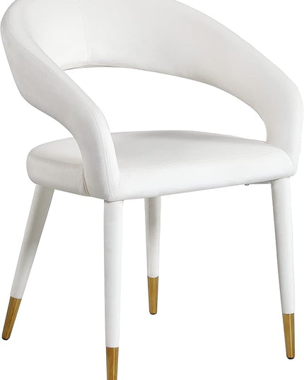 Meridian Furniture Destiny Collection Modern | Contemporary Velvet Upholstered Rounded Back Dining Chair, 23" W x 23" D x 31.5" H, Cream - LeafyLoom