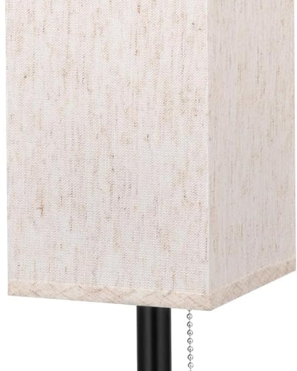 Pull Chain Small Table Lamp for Bedroom with USB Ports, 3 Color Temperature Bedside Lamp for Kid's Room Office - LeafyLoom