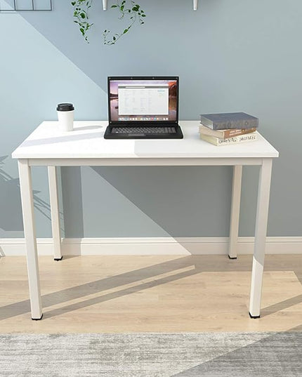 SogesGame Small Computer Desk, 39.4 inches Small Office Desk Computer Table Study Writing Desk Workstation for Home Office,White - LeafyLoom