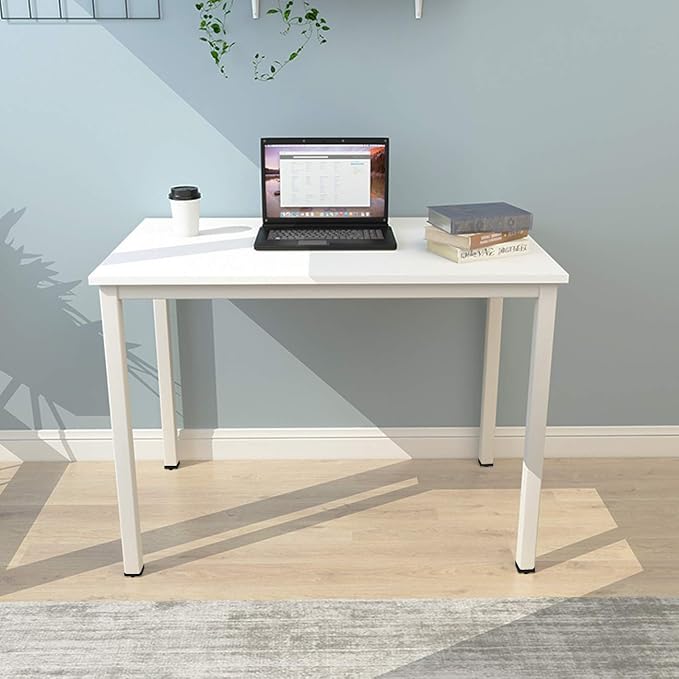 SogesGame Small Computer Desk, 39.4 inches Small Office Desk Computer Table Study Writing Desk Workstation for Home Office,White - LeafyLoom