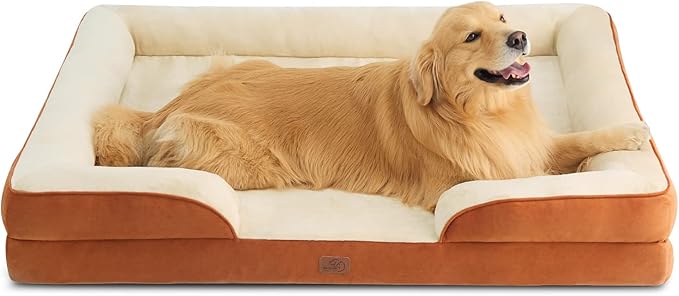 Bedsure XXL Orthopedic Dog Bed - Washable Great Dane Dog Sofa Beds for Giant Dogs, Supportive Foam Pet Couch Bed with Removable Washable Cover, Waterproof Lining and Nonskid Bottom, Caramel BEDSURE