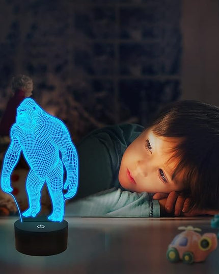 FULLOSUN 3D Night Light Ape Gorilla LED Nightlight Baby Nursery Monkey Lamp for Kids' Room Home Décor Xmas Birthday Gifts with 16 Color Changing - LeafyLoom