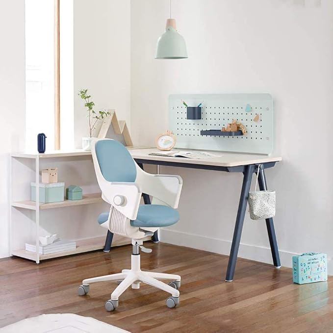 SIDIZ ringo Kids Desk Chair : Ergonomic Kids Chair with Footrest, 4-Step Growing Function, Adjustable Seat Height, Sit-Locking Casters, Swivel Type Kids Chair (Lavendar Blue Chair) - LeafyLoom