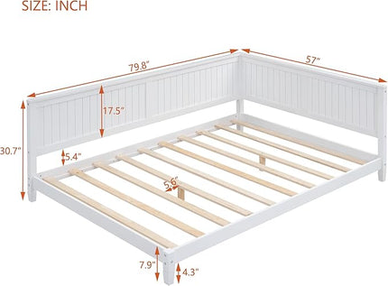 Bellemave Full Size Wood Daybed, Wood DayBed Sofa Bed Frame for Living Room & Bedroom,Solid Wood Daybed Full Size Sofa Bed Frame with Wood Slat Support,No Box Spring Needed,White - LeafyLoom