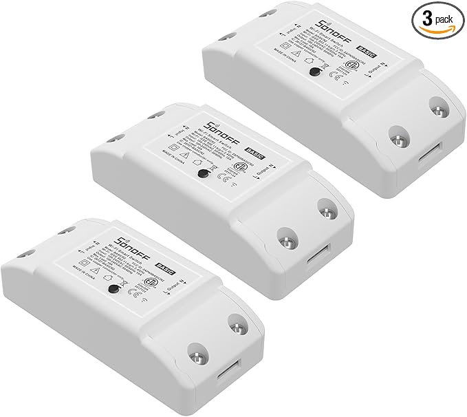 SONOFF BASICR2 WiFi Switch 3-Pack Wireless Remote Control Electrical for Household Appliances,Compatible with Alexa DIY Your Home Via iPhone Android App SONOFF