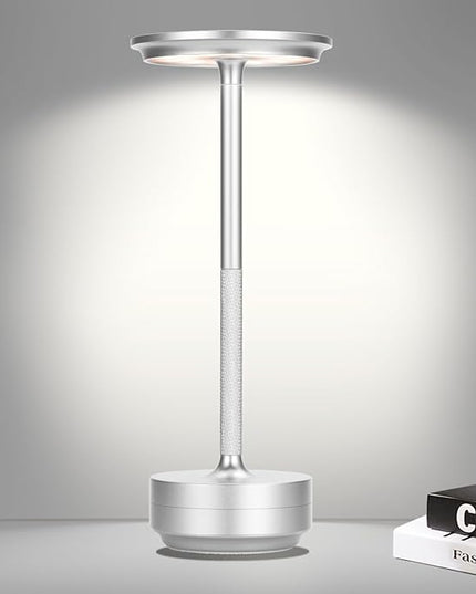 Cordless Table Lamp,Rechargeable Table Lamp for Dinning，Restaurant,Nightstand，LED Battery Operated 3-Level Dimming Portable Outdoor Cordless Lamp,Touch Eye Protection Night Light (Silver)… - LeafyLoom
